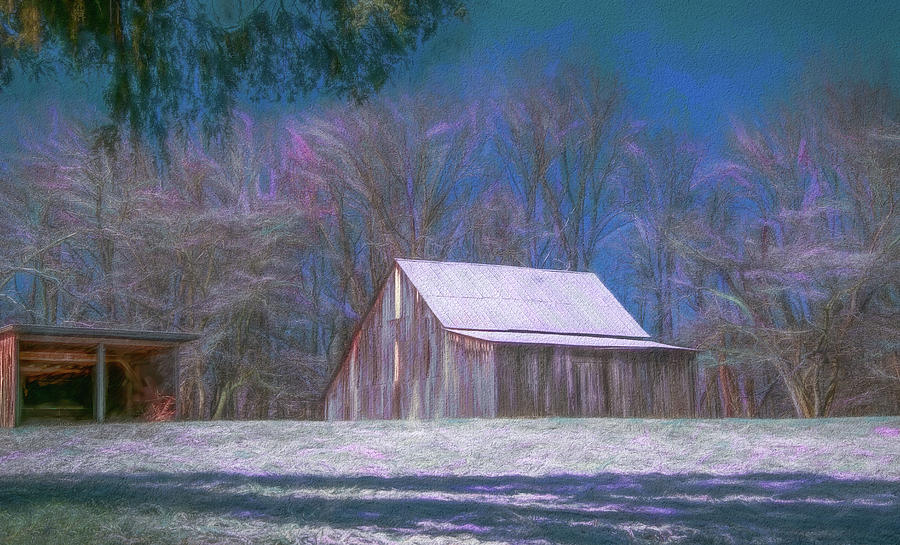 Shades of Purple in Winter, Painterly Photograph by Marcy Wielfaert