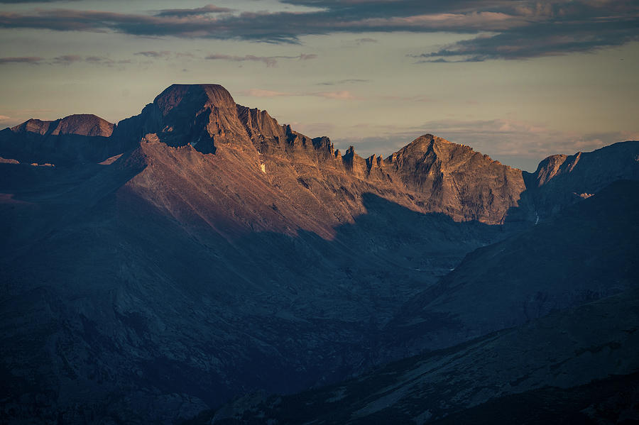 Shadows Creep Up The Side of Longs Peak In The Evening Photograph by Kelly VanDellen