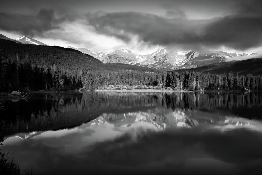 Shadows Of Sprague Lake - Black and White Photograph by Gregory Ballos