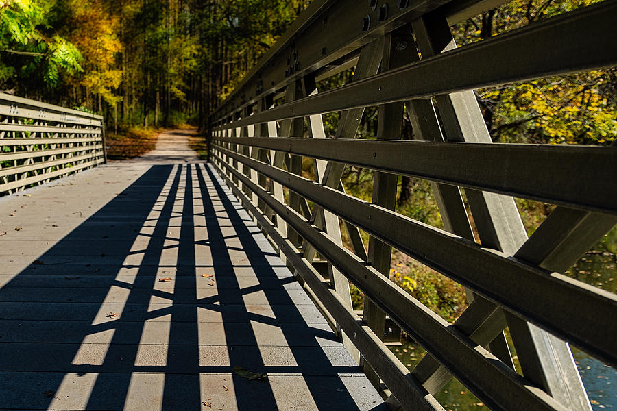 Fall Photograph - Shadows on the Park Bridge by Stuart Litoff