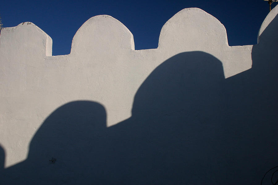 Architecture Photograph - Shadows on the wall of a roof terrace in Tangier Morocco by PIXELS  XPOSED Ralph A Ledergerber Photography