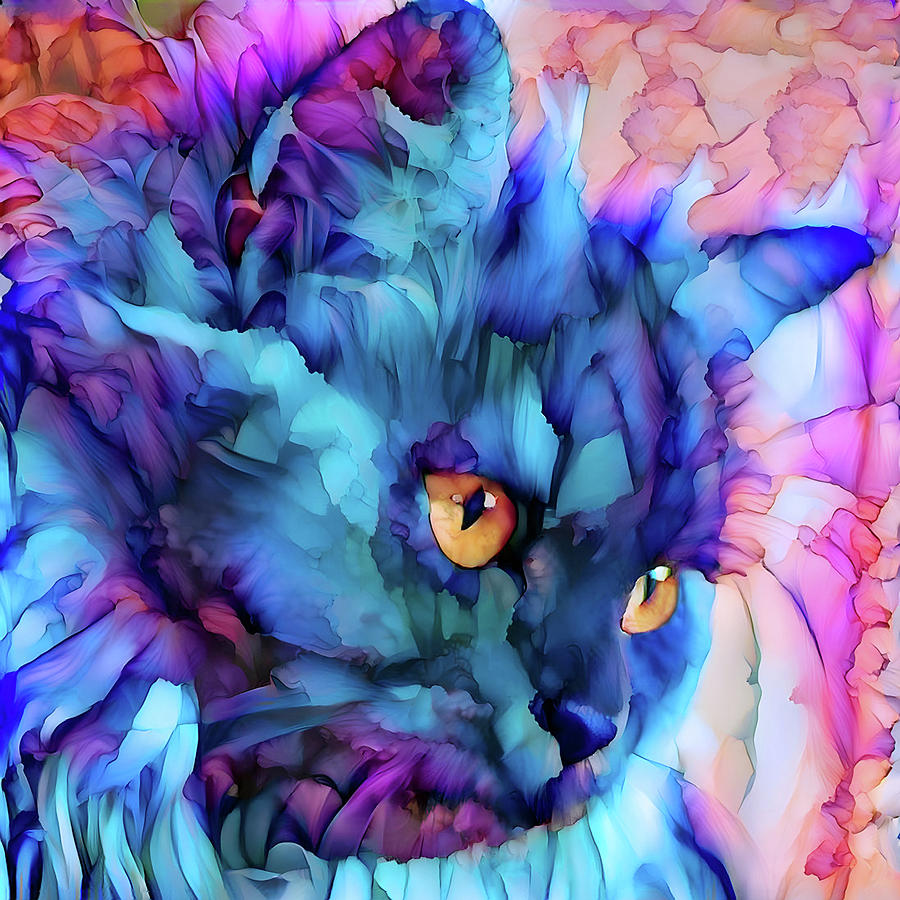 Shady - A Cat of Many Colors Digital Art by Peggy Collins