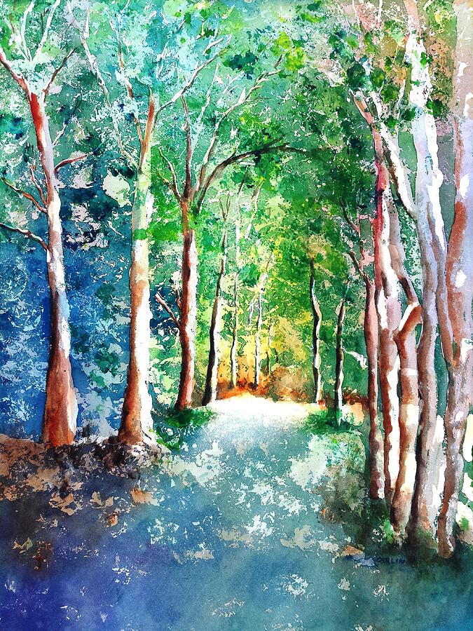 Shady Tree Lined Country Road Painting by Carlin Blahnik CarlinArtWatercolor