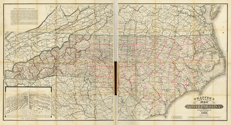 Shaffer S Township Map Of North Carolina Raleigh N C Painting By A 