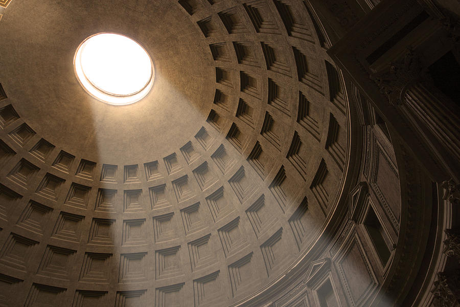 Shaft of light shining through oculus of Pantheon Photograph by Dny59