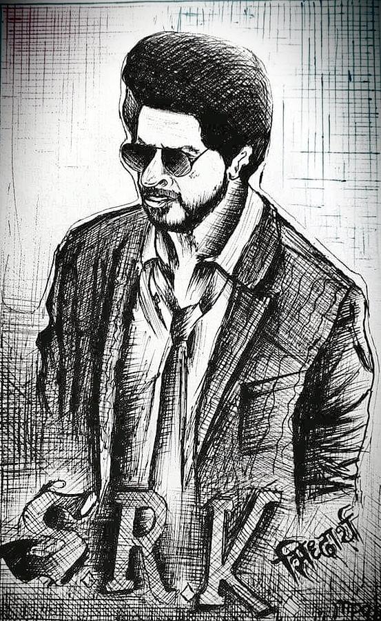 Shah Rukh Khan Sketch Art Portrait by TheArtCart21 on DeviantArt