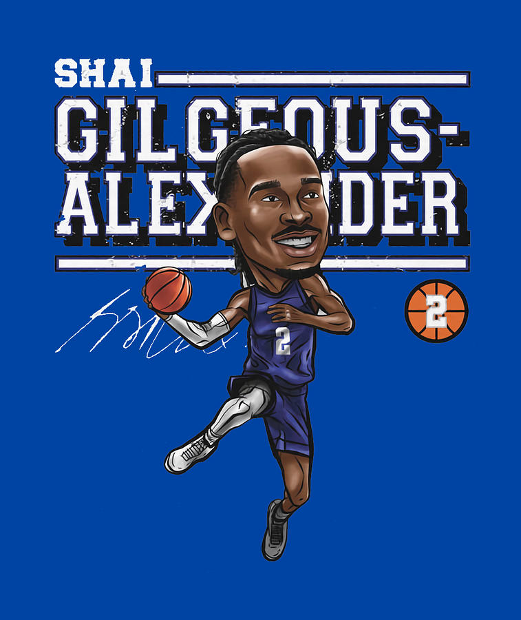 Shai Gilgeous Alexander Cartoon Digital Art By Kelvin Kent - Pixels