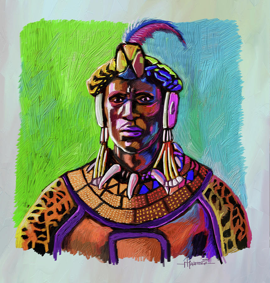 Shaka Zulu Painting by Anthony Mwangi