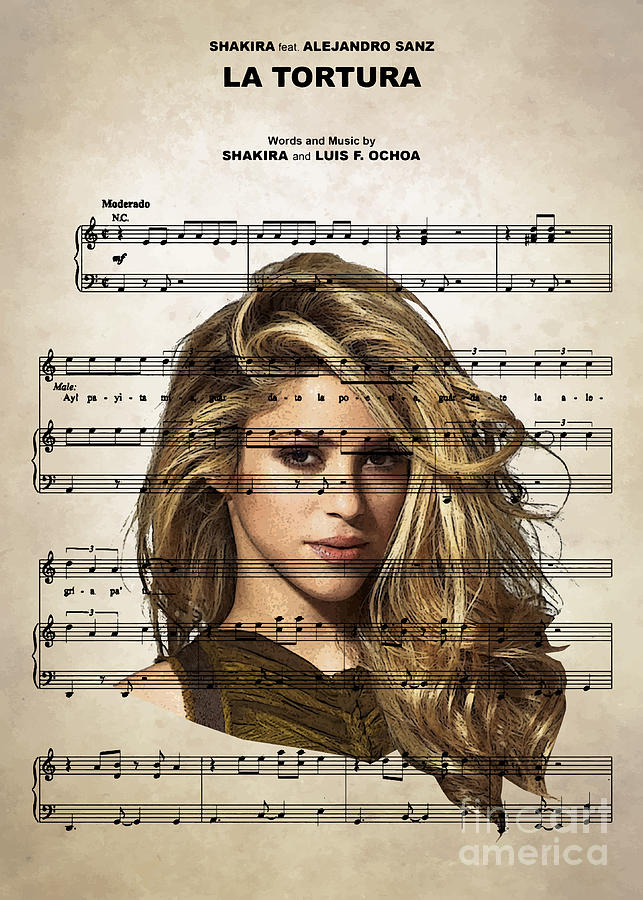 Shakira Digital Art - Shakira - La Tortura by Bo Kev