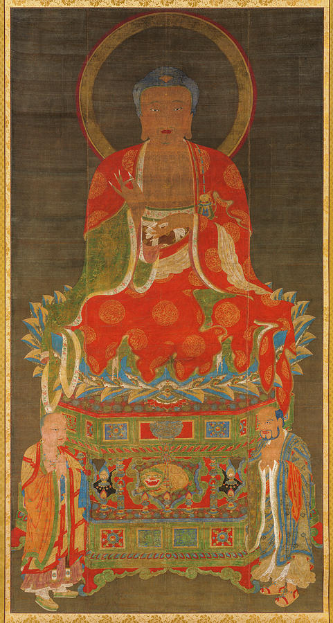 Asian Painting - Shakyamuni Triad Buddha Attended by Manjushri and Samantabhadra by China Ming dynasty