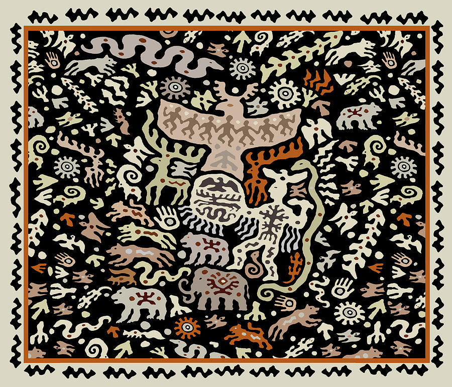 Shaman Eagle Spirits Play Mat Digital Art by Vagabond Folk Art - Virginia Vivier