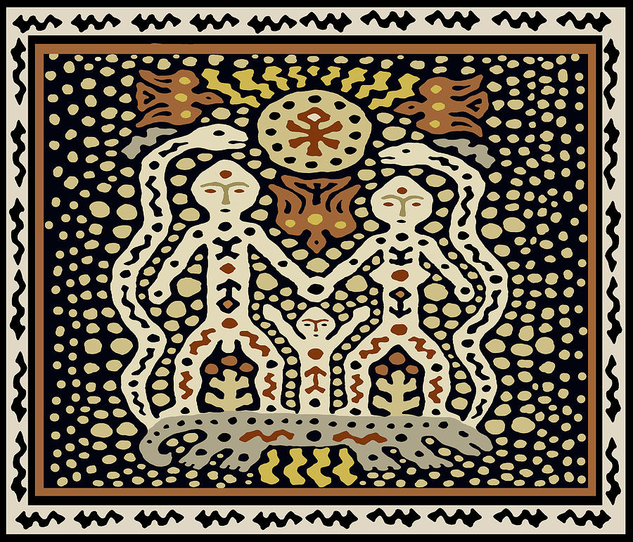 Shaman Family Spirit Play Mat Digital Art by Vagabond Folk Art - Virginia Vivier