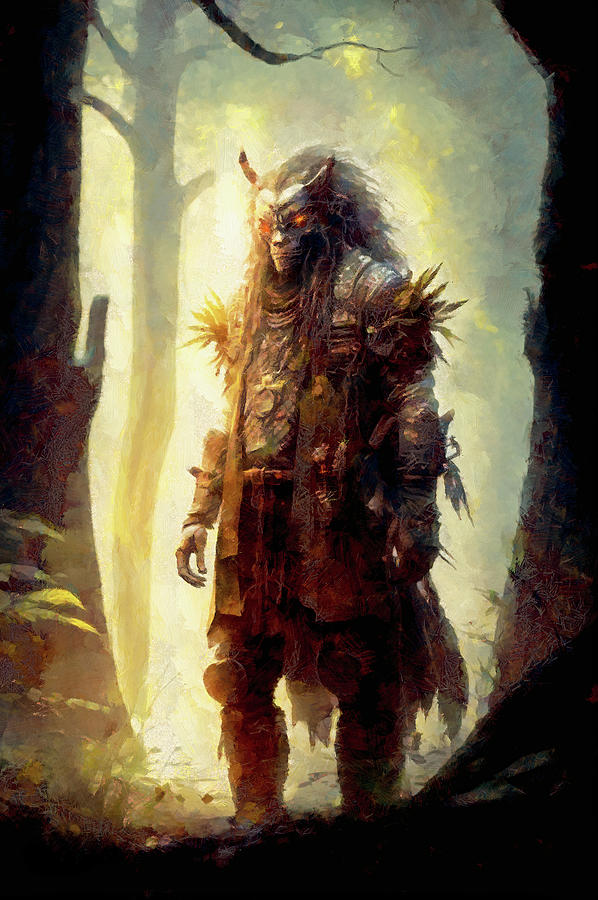 Shaman of the Wolven Tribe Digital Art by Caito Junqueira