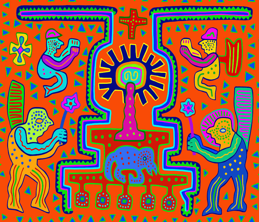 Shaman Peyote Ritual Magik Digital Art by Vagabond Folk Art - Virginia Vivier