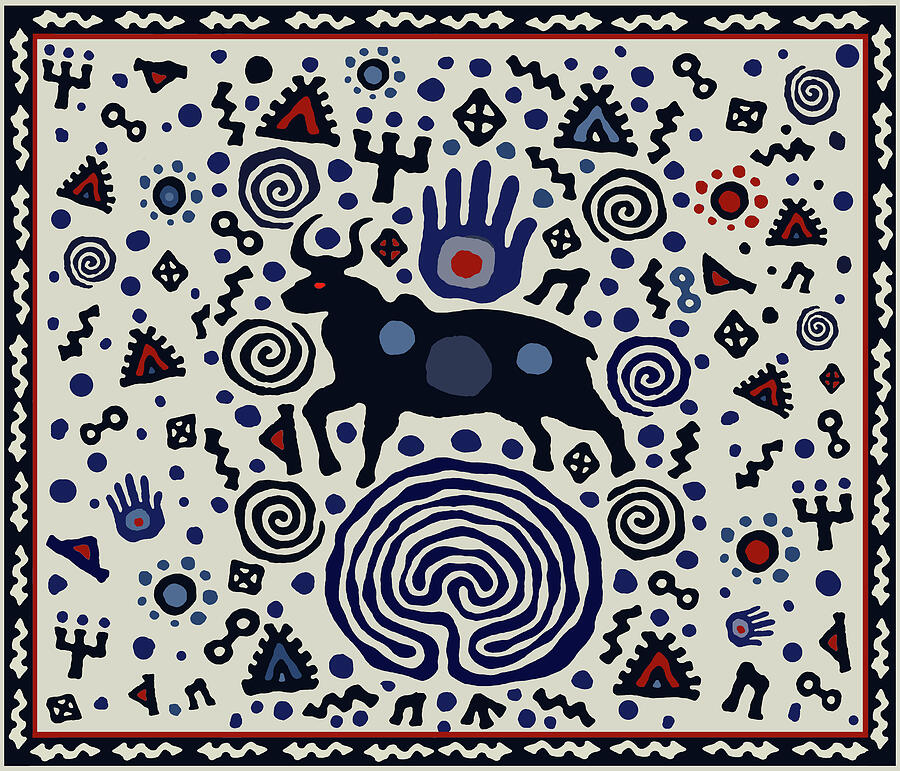 Shaman Taurus Celestial Play Mat Digital Art by Vagabond Folk Art - Virginia Vivier