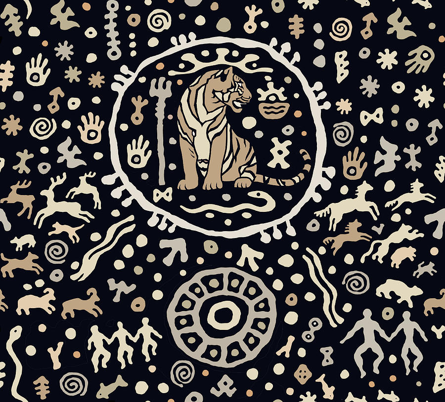 Shaman Tiger Magik Digital Art by Vagabond Folk Art - Virginia Vivier