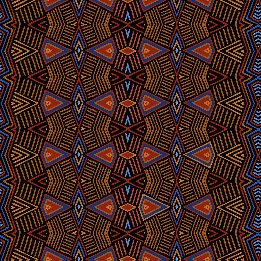Shaman Tribal Shield - Rust Digital Art by Vagabond Folk Art - Virginia Vivier