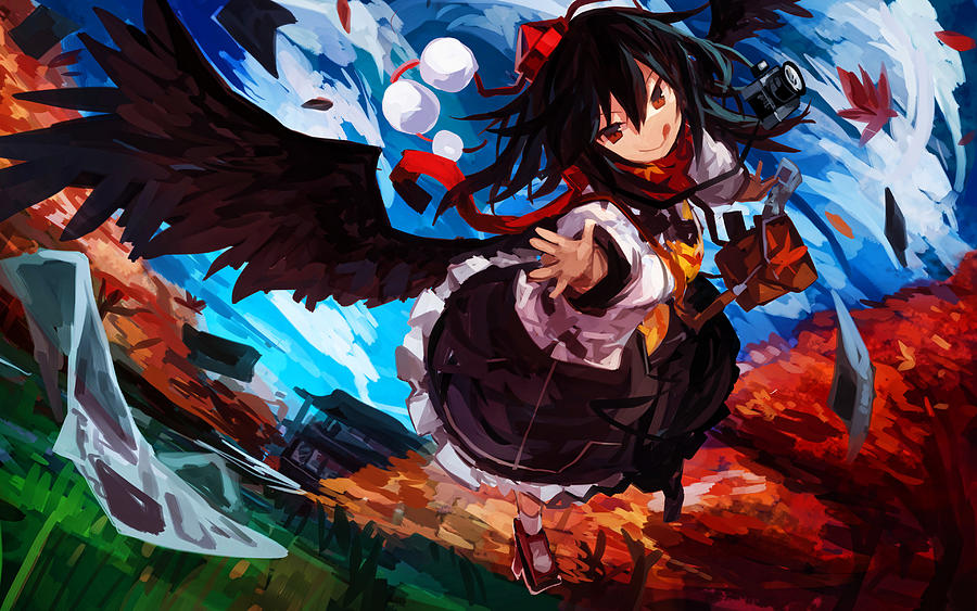 Shameimaru Aya 4k protagonist Touhou manga Touhou Project artwork ...