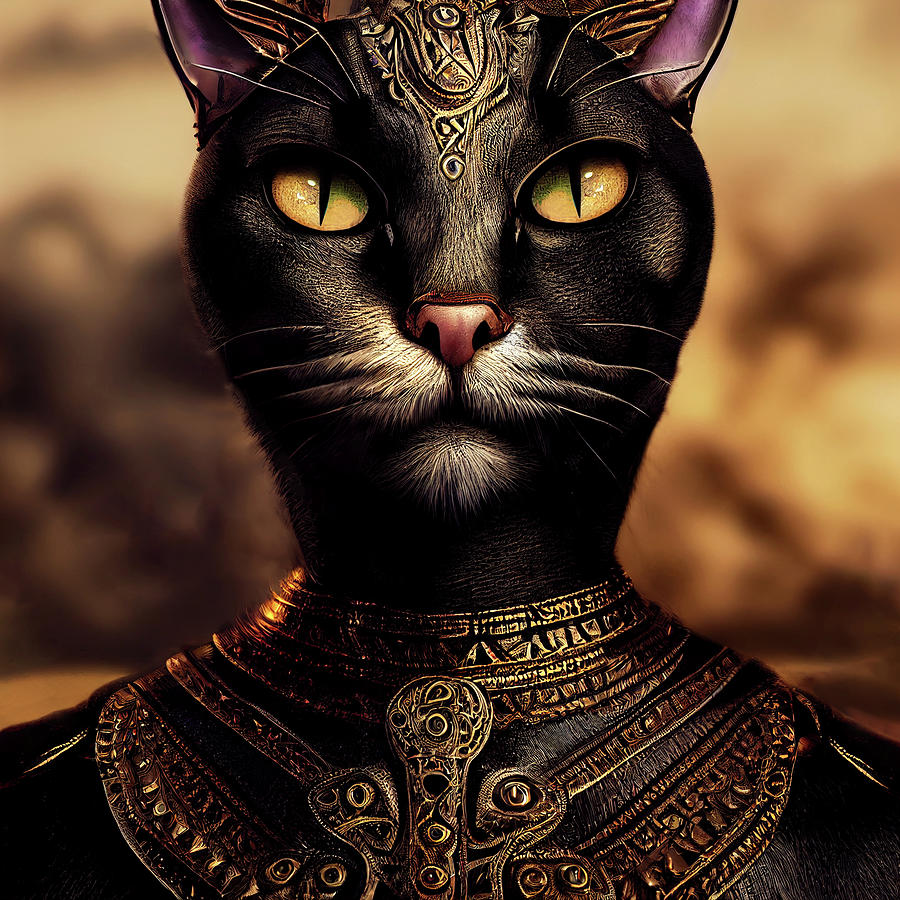Shamra the Black Cat Warrior Digital Art by Peggy Collins