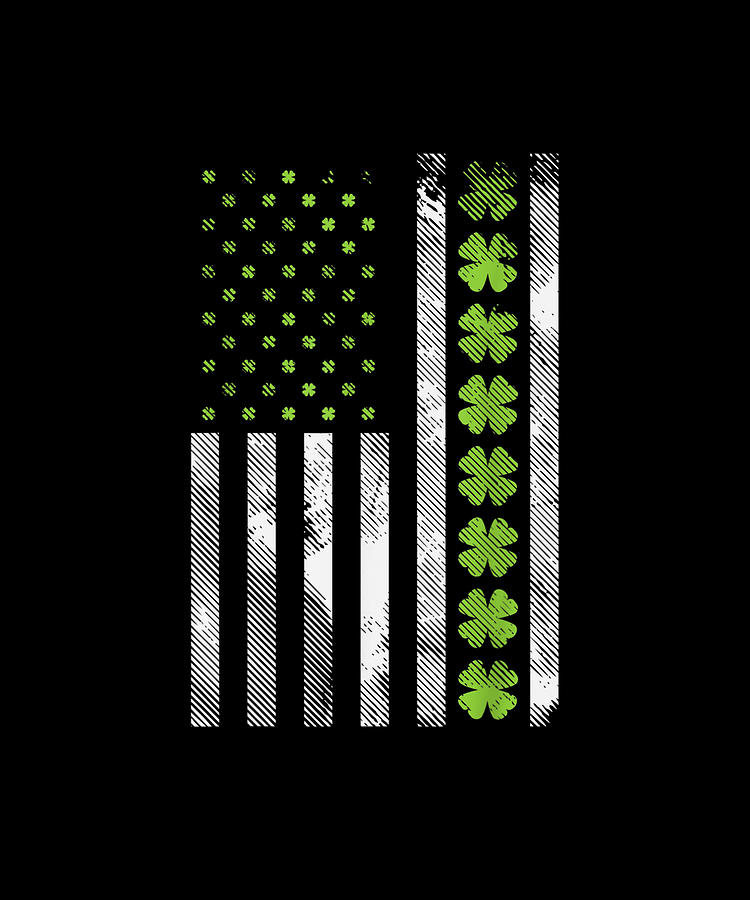 Shamrock Us Flag St Patricks Day Irish American Men Women Drawing by ...