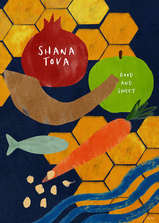 Shana Tova Good And Sweet- Art by Linda Woods Mixed Media by Linda Woods
