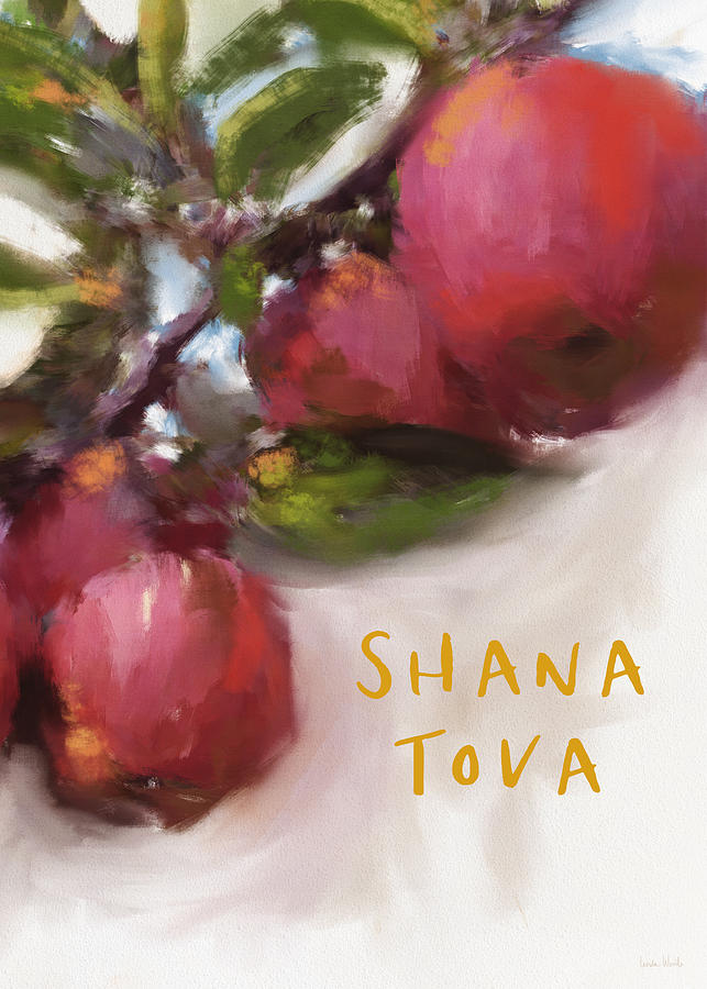 Shana Tova Painterly Apples- Art by Linda Woods Mixed Media by Linda Woods