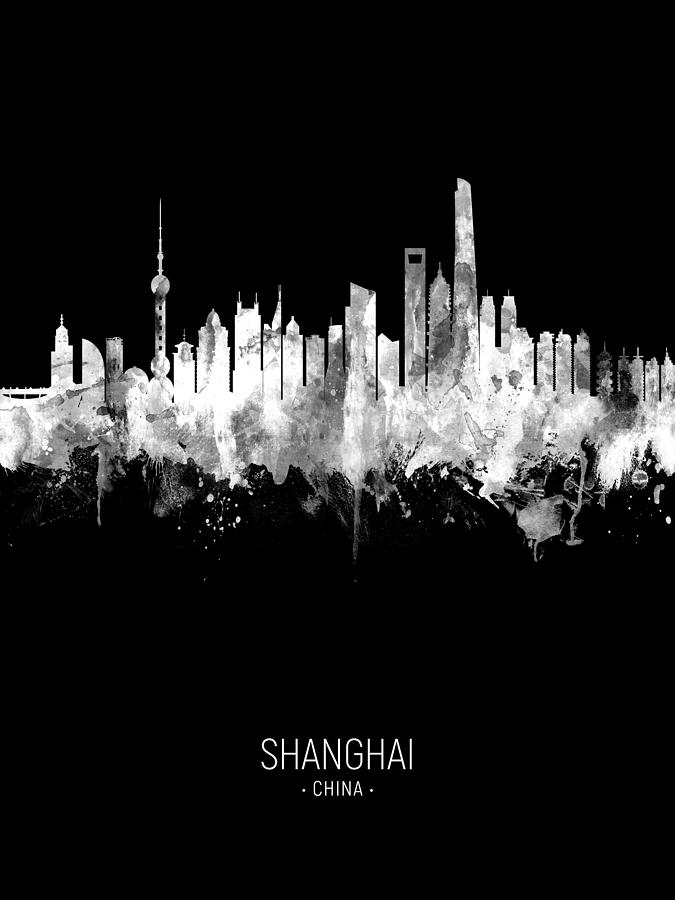 Shanghai China Skyline #28 Digital Art by Michael Tompsett