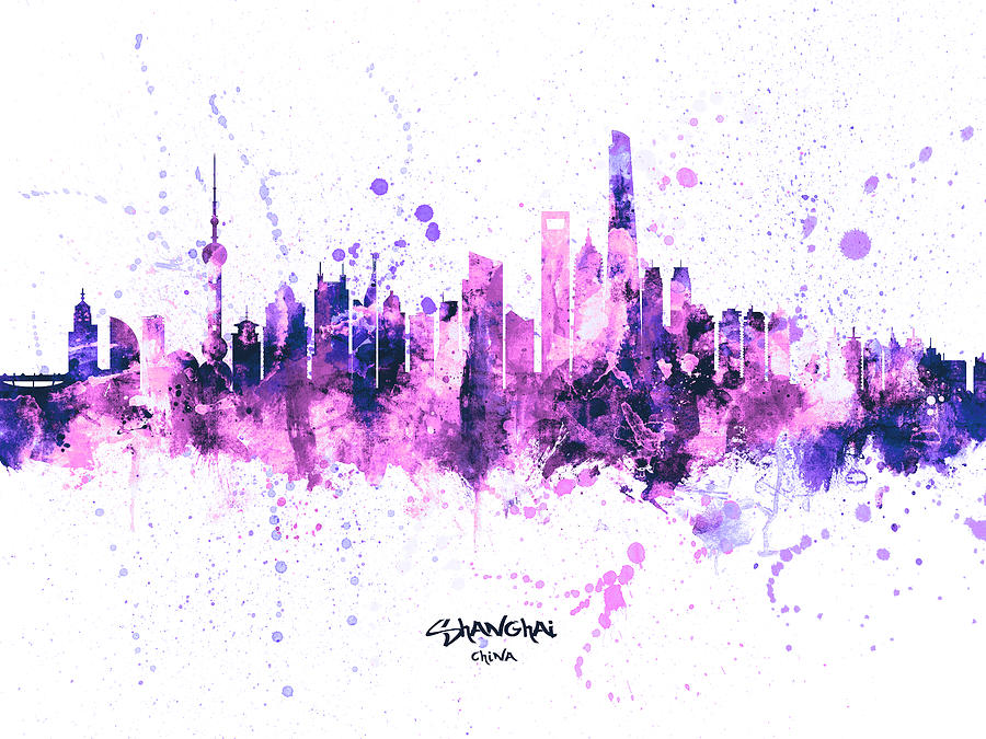 Shanghai China Skyline #57 Digital Art by Michael Tompsett