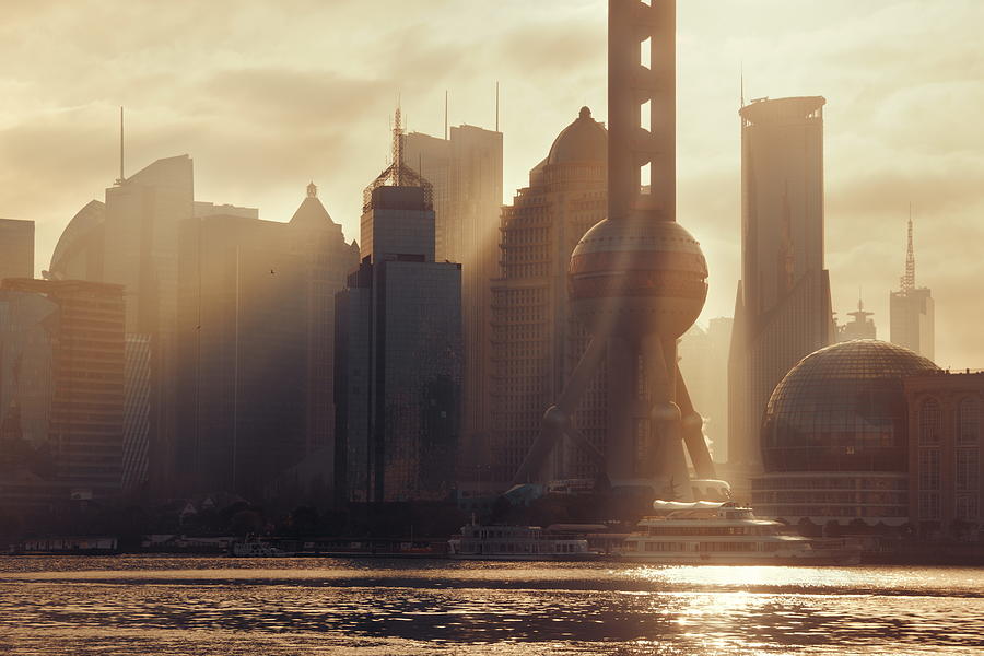 Shanghai morning with sunny sky  Photograph by Songquan Deng