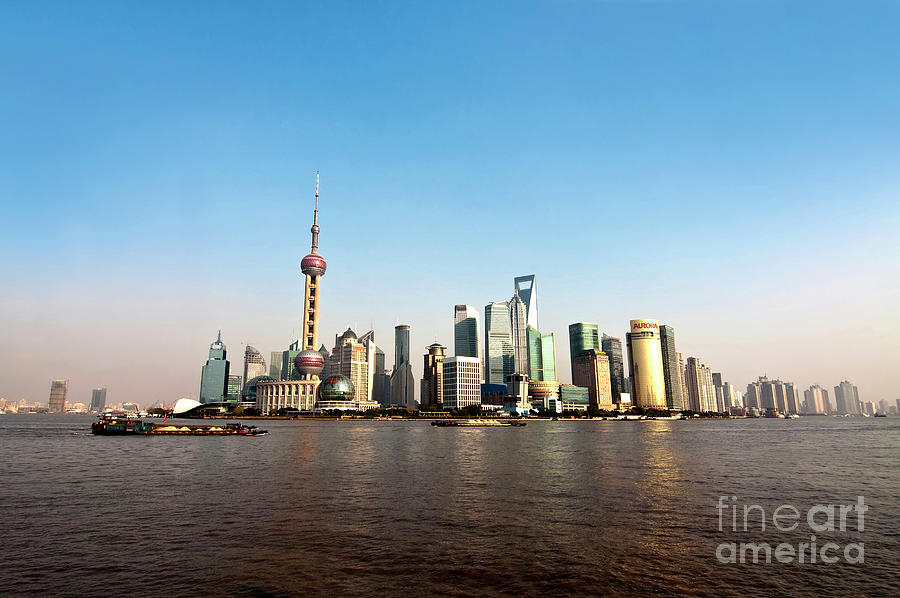 Shanghai skyline Photograph by Delphimages Photo Creations