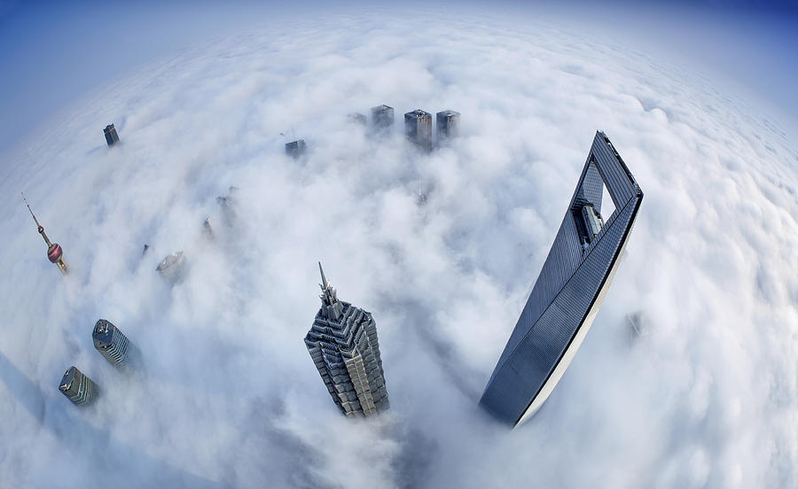 Shanghai Skyline in Sea of Clouds Photograph by Zorazhuang