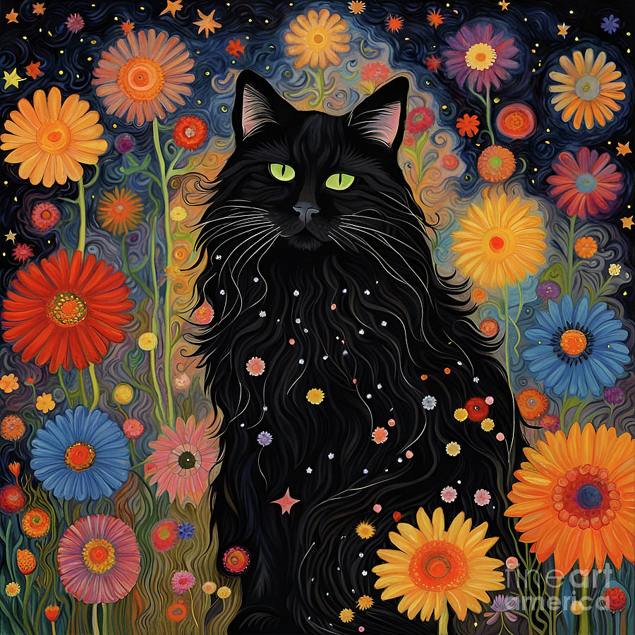 Shangri-la Stargazing Cat Digital Art By Tina Lavoie - Fine Art America