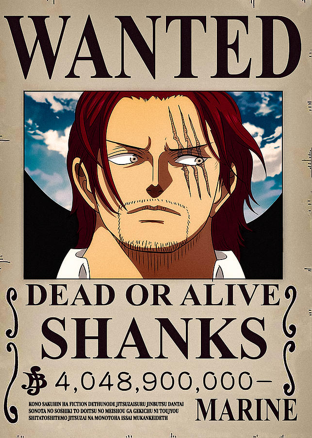 Shanks Wanted poster anime Digital Art by Miikey Calos - Pixels