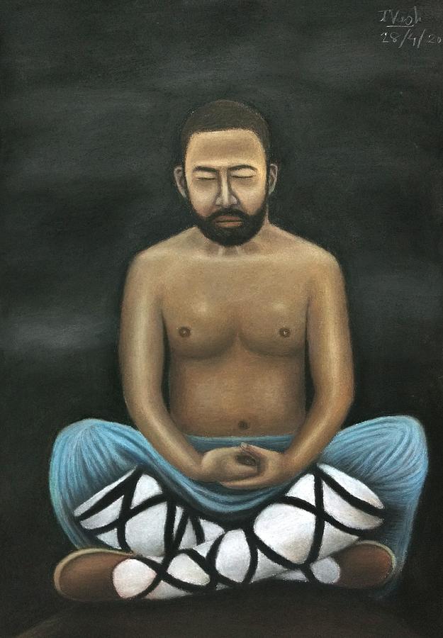 Buddha Pastel - Shaolin Monk  by Vishvesh Tadsare