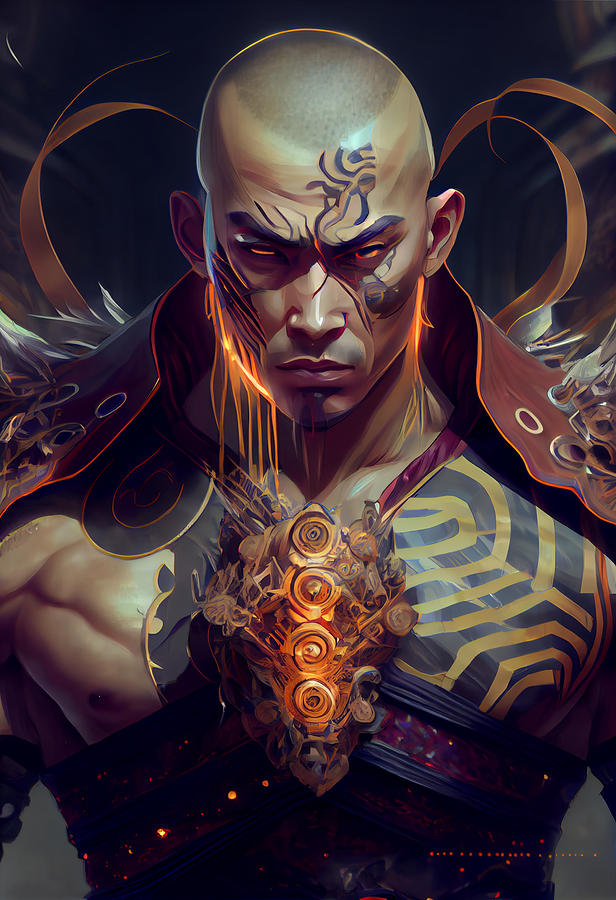 Shaolin monk warrior cybernetic enhancements Ch by Asar Studios Digital ...