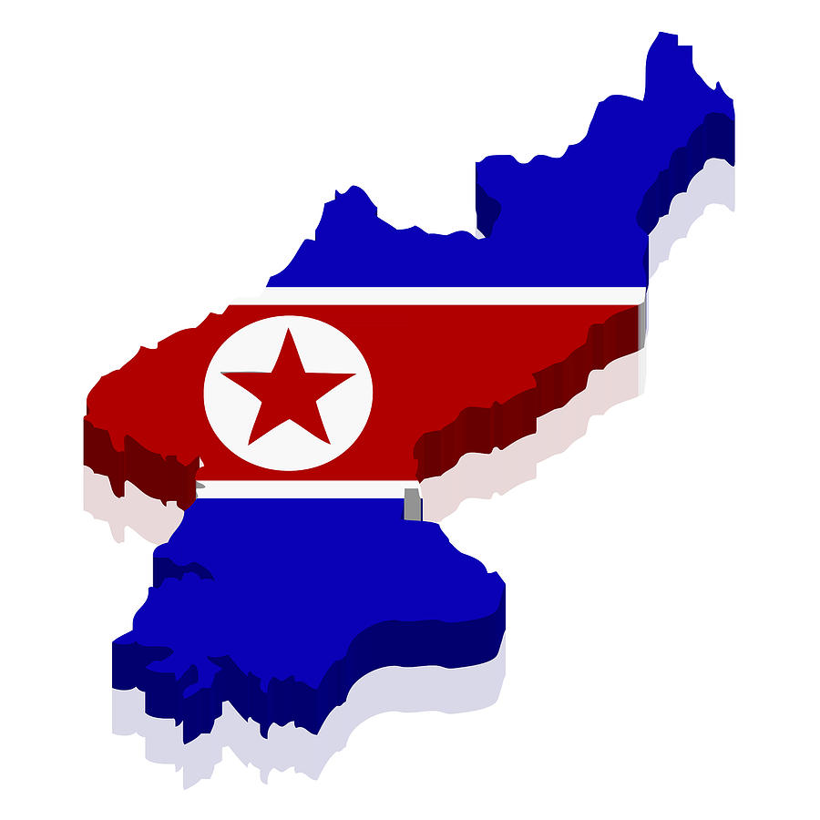 Shape and national flag of North Korea, 3D computer graphics Photograph by Tom Schneider