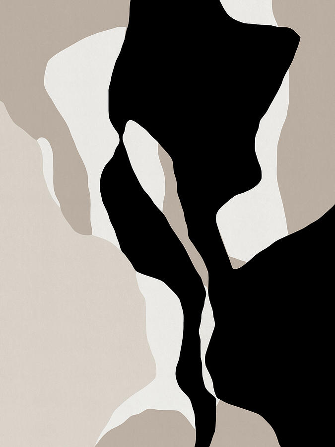 Shapes 10 - Neutral and Black Minimal Shape Abstract Drawing by Menega Sabidussi