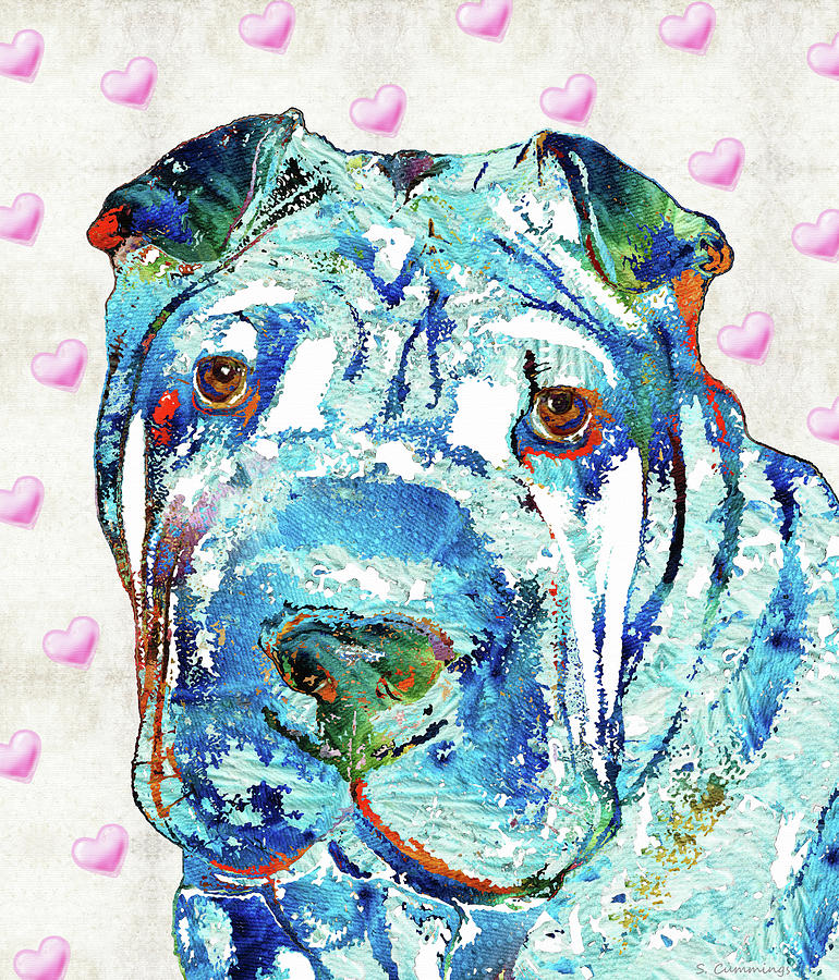 Shar Pei Dog Art - Just Love - Sharon Cummings Painting by Sharon Cummings