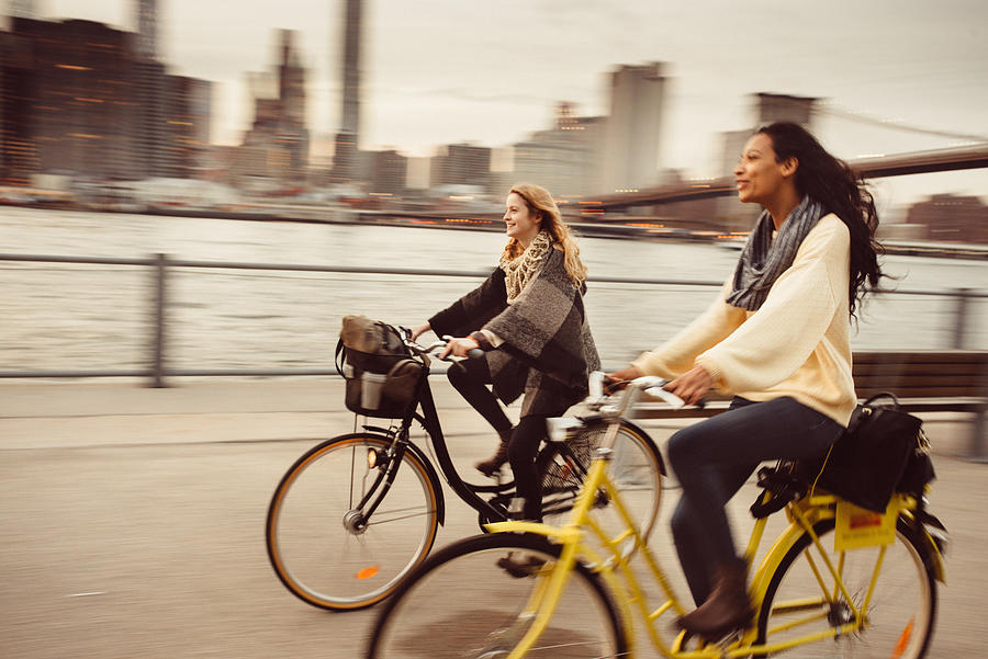 Sharing a Bicycle ride my friend in NYC Photograph by Ferrantraite