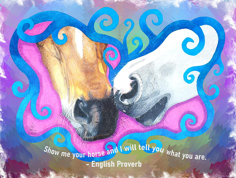 Sharing Breath with Quote Drawing by Equus Artisan