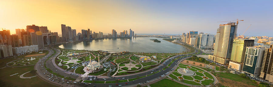 Sharjah Buhaira Corniche (Panorama) Photograph by M.Omair