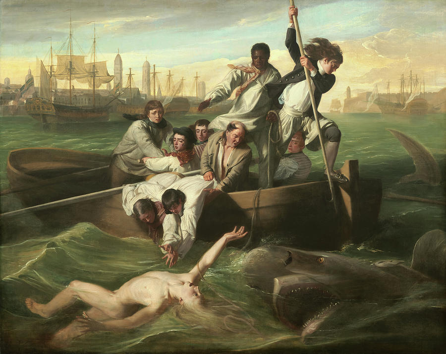 John Singleton Copley Painting - Shark Attack by John Singleton Copley by Mango Art