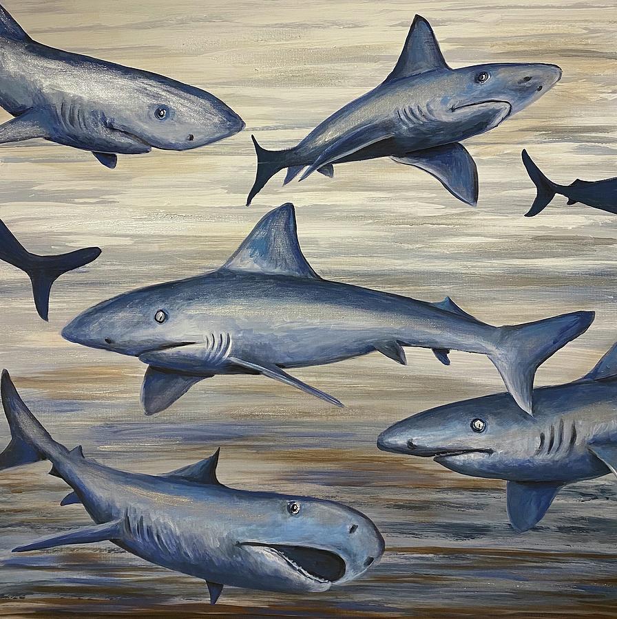 Shark Friendsy Painting by Brigitte Miller - Fine Art America