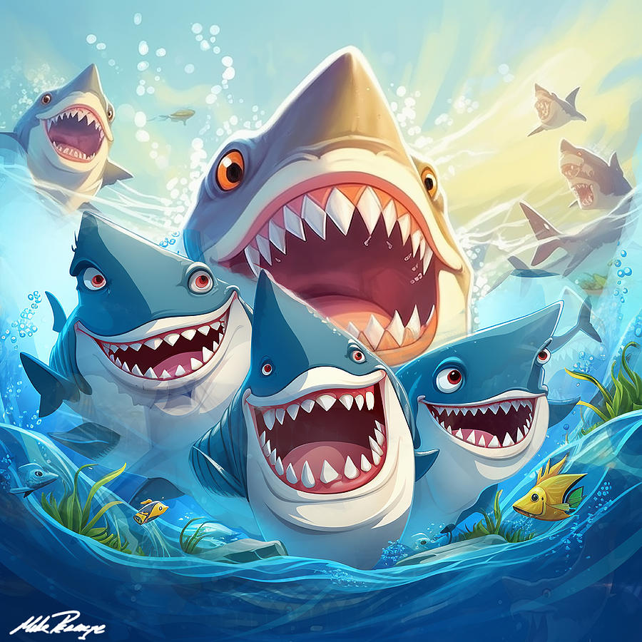 Shark Fun Digital Art by Mike Peconge Shark Fun Digital Art by Mike Peconge
