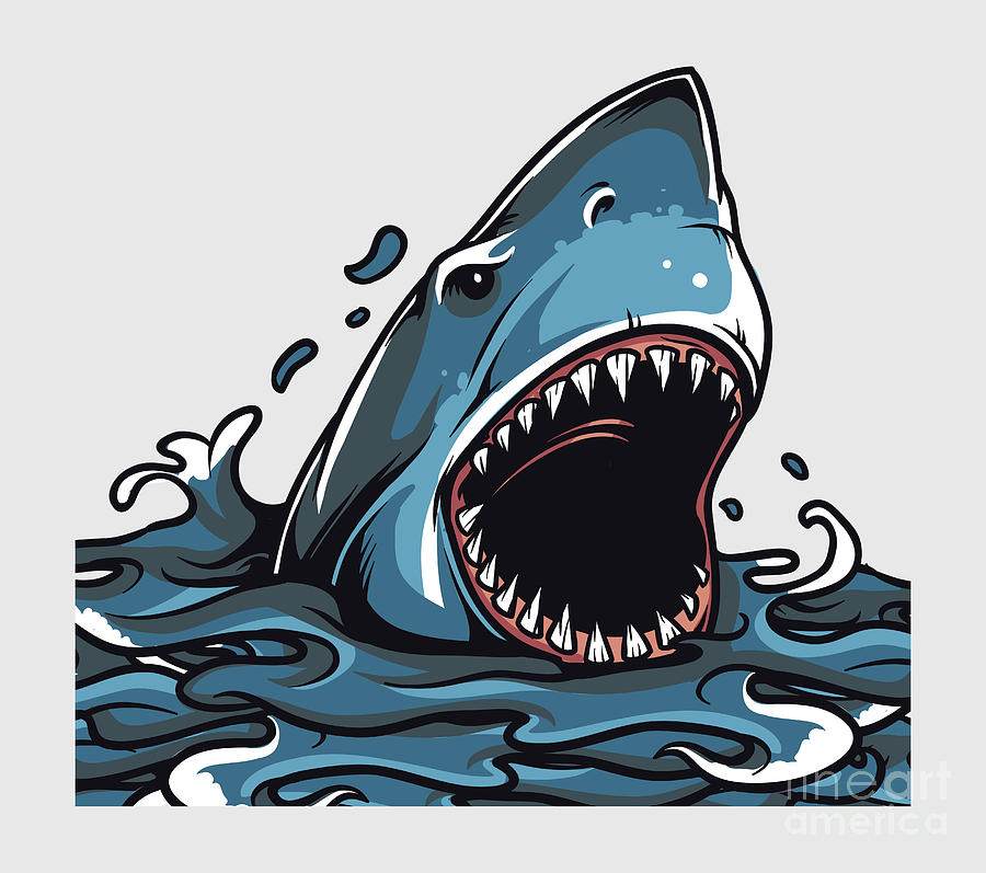 Shark Jaw Attacking Mouth Dangerous Digital Art by Funny Gift Ideas - Pixels