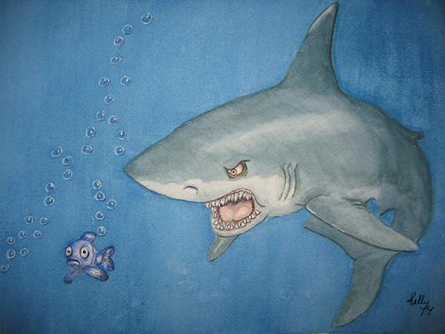 Shark Surprise Painting by Kelly Mills