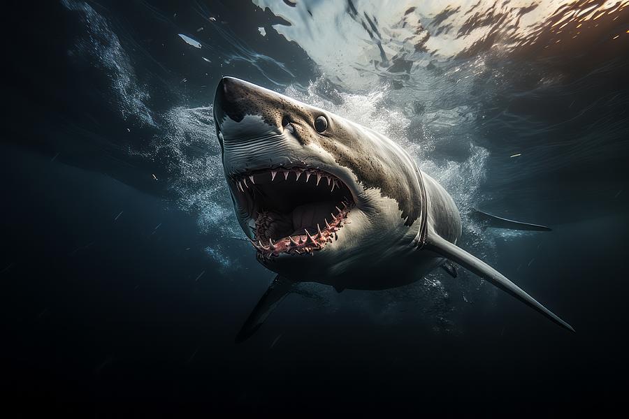 Shark Under Water Digital Art by Daniel Moise - Fine Art America