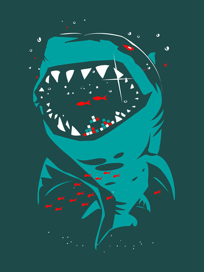 Shark with pixelated teeth Digital Art by MrT90 | Fine Art America