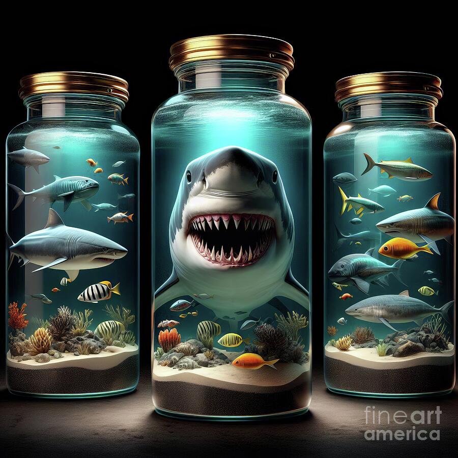 Sharks In A Jar GP 2 Digital Art by Bob Christopher - Fine Art America