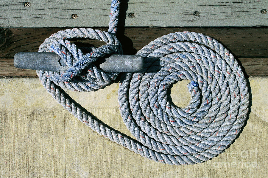 boat dock photographs - Coiled Ropes Photograph by Sharon Hudson